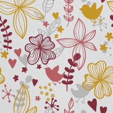 VANJSKI DEKOSTOFFE OXFORD - Motiv gelb-rosa Blüten I DX061