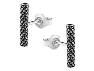 Seijou Srebrne naušnice, ravne cjevčice, 10 mm, ženske, oksidirane, 925 naušnice