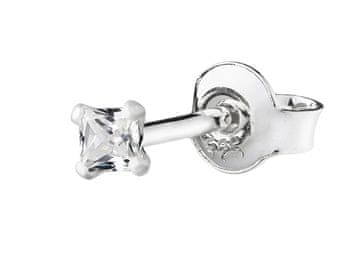 Seijou Srebrne naušnice s kvadratnim bijelim kubnim cirkonom, kvadratni srebrni prsten 925, 2 mm