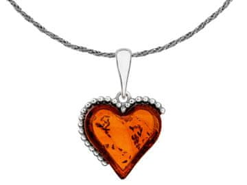 Seijou Kratka oksidirana srebrna ženska ogrlica srce jantar srebrni choker 32