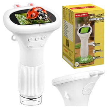 Mikroskop Kruzzel mikroskop 1000x - bijeli, digitalni, džepni, s LED osvjetljenjem