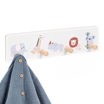 Northix Dječja vješalica za kapute s 4 kuke, MDF i bor, 10x38 cm