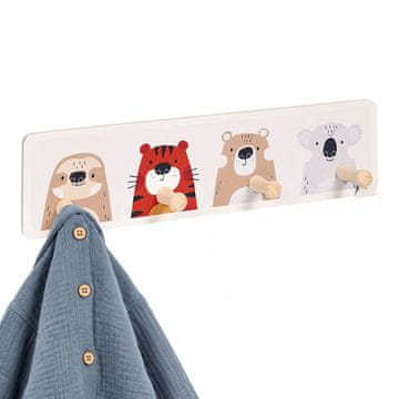 Northix Dječja vješalica za kapute s 4 kuke, MDF i bor, 10x38 cm