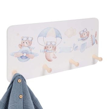Northix Dječji vješalica za kapute s 4 kuke, MDF i bor, 20x40 cm