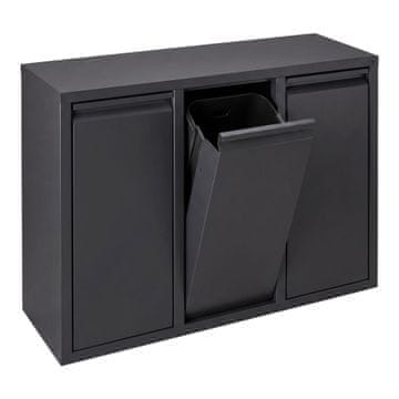 Northix Kanta za otpad s 3 pretinca, 30 l, crna, čelik-plastika