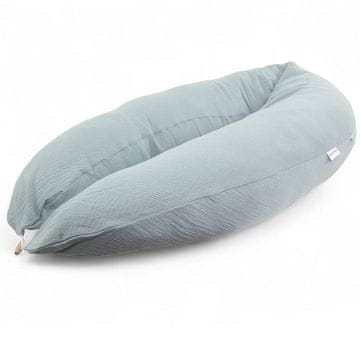 HOBEA HOBEA XXL jastuk za trudnice i dojenje 190 cm – organski muslin, sivo-plavi