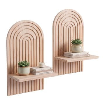 Northix Zidne police Boho, set od 2 – Prirodni bor, 35x18x13 cm
