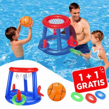 Cool Mango naduvani koš za košarku za bazen, 2 komada (1 + 1 GRATIS), plavi PVC - Ringy