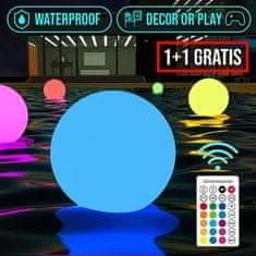 Cool Mango plutajuća svjetleća kugla za bazen 2 komada (1 + 1 GRATIS), RGB LED, daljinski upravljač - Floatylight