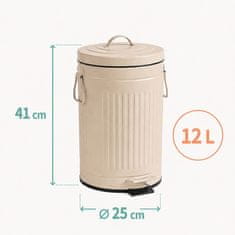 Northix 12L bež retro kanta za smeće s pedalom i mekim zatvaranjem