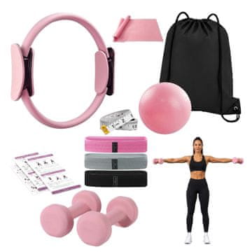 Northix 11-dijelni Pilates set s prstenom, loptom, trakama i bučicama
