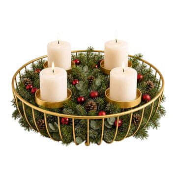 Northix Zdjela za adventski vijenac zlatne boje, čelični držač 33 cm