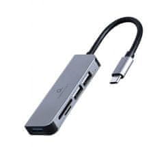 Gembird UHB-CM-CRU3P1U2P2-01 USB C 3-portni USB A 3.1 + 2x USB A 2.0 s čitačem kartica Aluminij
