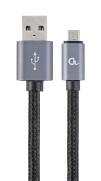 Gembird CCDB-mUSB2B-AMBM-6 Pleteni mikro USB kabel s pamučnom pletenicom i metalnim konektorima 1,8 m crni