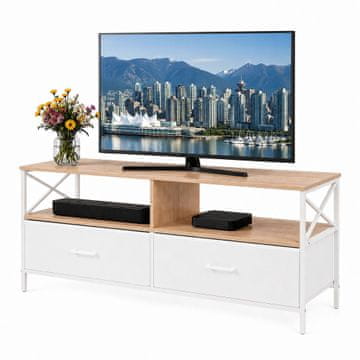 Northix Niski TV ormarić s prostorom za pohranu, bijeli, drveni izgled, 120 cm
