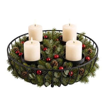 Northix Crna metalna zdjela za adventski vijenac – 10x33 cm, čelik