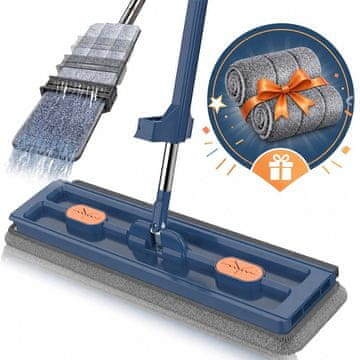 Cool Mango ravni mop za podove 2 komada (1 + 1 GRATIS), čistač s mikrovlaknima, 360° glava, podesiva ručka - Flatmop