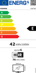 Hisense Hi-QLED pametni televizor, 109,22 cm (43), 60 Hz, Dolby Vision i Dolby Atmos, crni (43E79S)