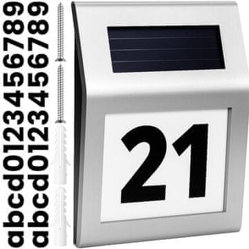 slomart RTO E041 Solarna LED svjetleća pločica s kućnim brojem, metalna