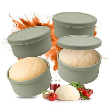 Northix Silikonske kutije za tijesto za pizzu s poklopcima set od 4