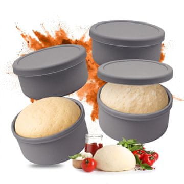 Northix Silikonske kutije za dizanje tijesta za pizzu s poklopcima set od 4
