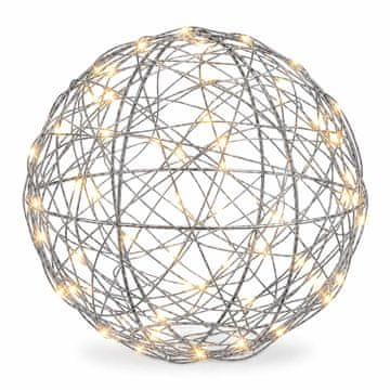 Northix 20 cm srebrna LED dekorativna svjetlosna kugla