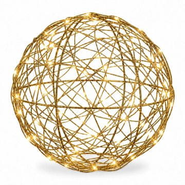 Northix 20 cm zlatna LED dekorativna kugla – toplo bijela svjetlosna kugla