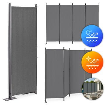Northix Sklopiva vrtna i sobna pregrada s 4 panela 167x216 cm siva MultiGarden