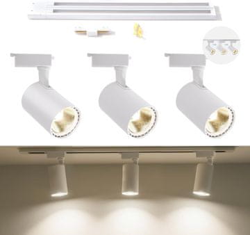 Nikcorp 3-točkasta stropna svjetiljka LED reflektor rotirajući 30W bijela neutralna