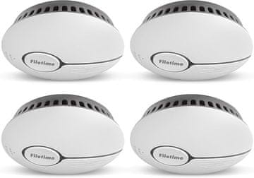 Nikcorp Detektori dima protupožarni alarm set 4 komada EN14604 fotoelektrični senzor 85dB bijeli 125x35 mm za dom i ured zidna ili stropna montaža s tipkom za testiranje i upozorenjem na slabu bateriju