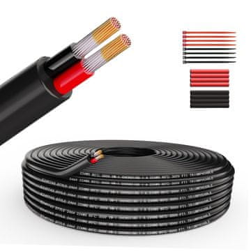 Nikcorp Električni kabel 14AWG 4x2mm2, fleksibilni bakreni kabel za napajanje, PVC izolacija, 15m, crni, za električne instalacije, elektroniku i DIY projekte, visoka vodljivost, otporan na habanje i