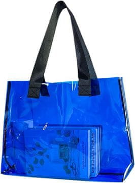 Nikcorp Velika prozirna shopper torba vodootporna PVC plava L 48x30x10 cm, izdržljiva tote torba za plažu, bazen, kupovinu i svakodnevnu upotrebu, otporna na mrlje i pijesak, lagana i jednostavna za čišćenje
