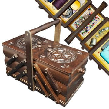 PREMIUM REZBARENI DRVENI KONAC Posuda za konac Pribor za šivanje
