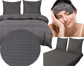 Hotelska damast posteljina s prugama 200x220 čelik, tamno siva, siva