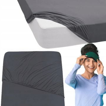 Jersey plahta s elastičnim uzorkom, pamuk 160x200 antracit, čelik, tamnosiva
