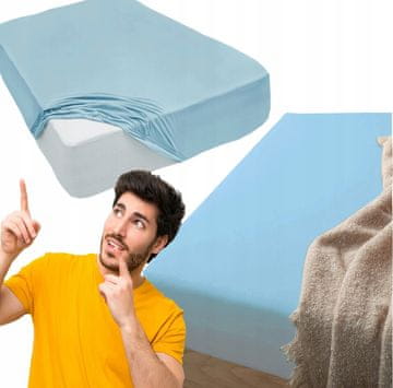 Jersey plahta s elastičnim uloškom od pamuka za krevet 160x200 plava, svijetloplava