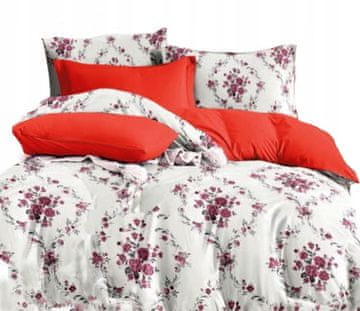 Topla FLANEL posteljina 200x220 + jastučnice POLJSKA 3 komada, cvijeće, ruže