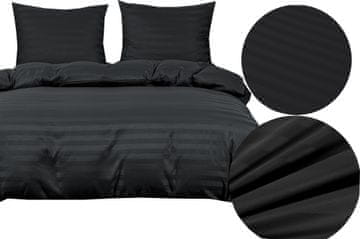 Hotelski set posteljine, damast pruge, 200x220, CRNA