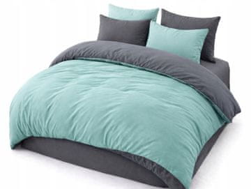 Dvobojni set posteljine 200x220 cm, dvostrani, mekani, 3-dijelni Premium Mint