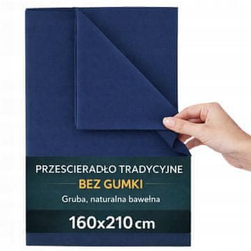 Tradicionalna plahta na punjenje 100% PAMUK 160x210 TAMNOPLAVA
