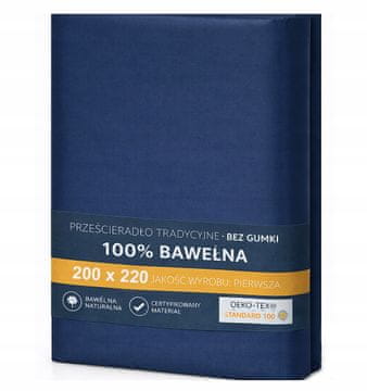 Tradicionalna plahta na punjenje 100% PAMUK 200x220 TAMNOPLAVA