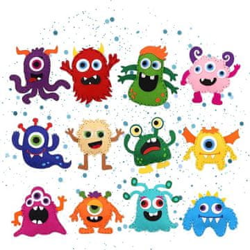 Montessori pomůcky MONSTER - set za šivanje od filca - 12 dijelova