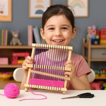 Montessori pomůcky TKALAČKI STAN - izrada tkanina