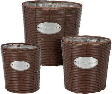 ProGarden Lonac za cvijeće KO-430001140 Wicker flower pot set of 3 FLOWERS GARDEN 24 / 20 / 18 cm brown