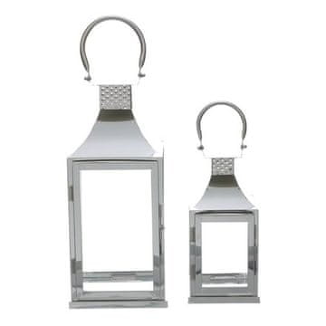 Autronic Fenjer Metal lantern, thin frames - four-sided, silver, price for a set of 2 pieces (LUC313)