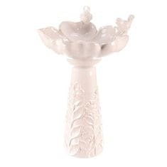 Autronic Hranilica/pojilica Bird feeder - ceramic, flower with birds, standing, white (KEX6004 WT-L)