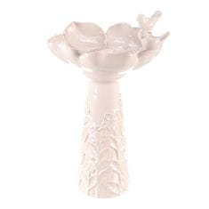 Autronic Hranilica/pojilica Bird feeder - ceramic, flower with birds, standing, white (KEX6004 WT-L)