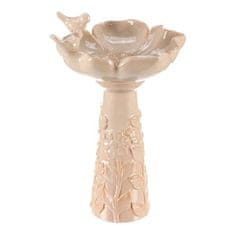 Autronic Hranilica/pojilica Bird feeder - ceramic, flower with birds, standing, cream (KEX6004 CRM-L)