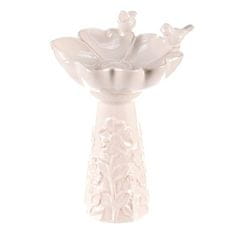 Autronic Hranilica/pojilica Bird feeder - ceramic, flower with birds, standing, white (KEX6004 WT-S)