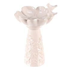 Autronic Hranilica/pojilica Bird feeder - ceramic, flower with birds, standing, white (KEX6004 WT-S)